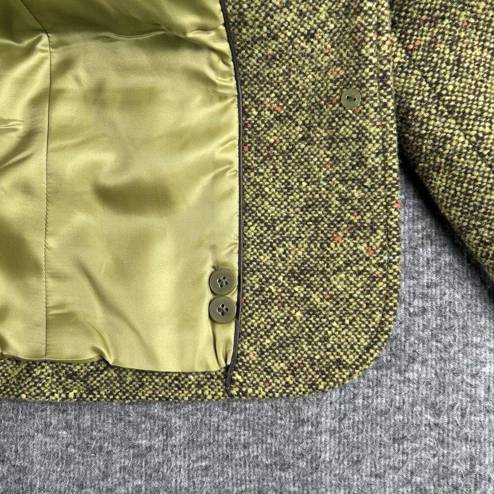 St Johns Bay Wool Blend Tweed Blazer Womens Sz 12 Green Lined Double Breasted - Picture 9 of 14